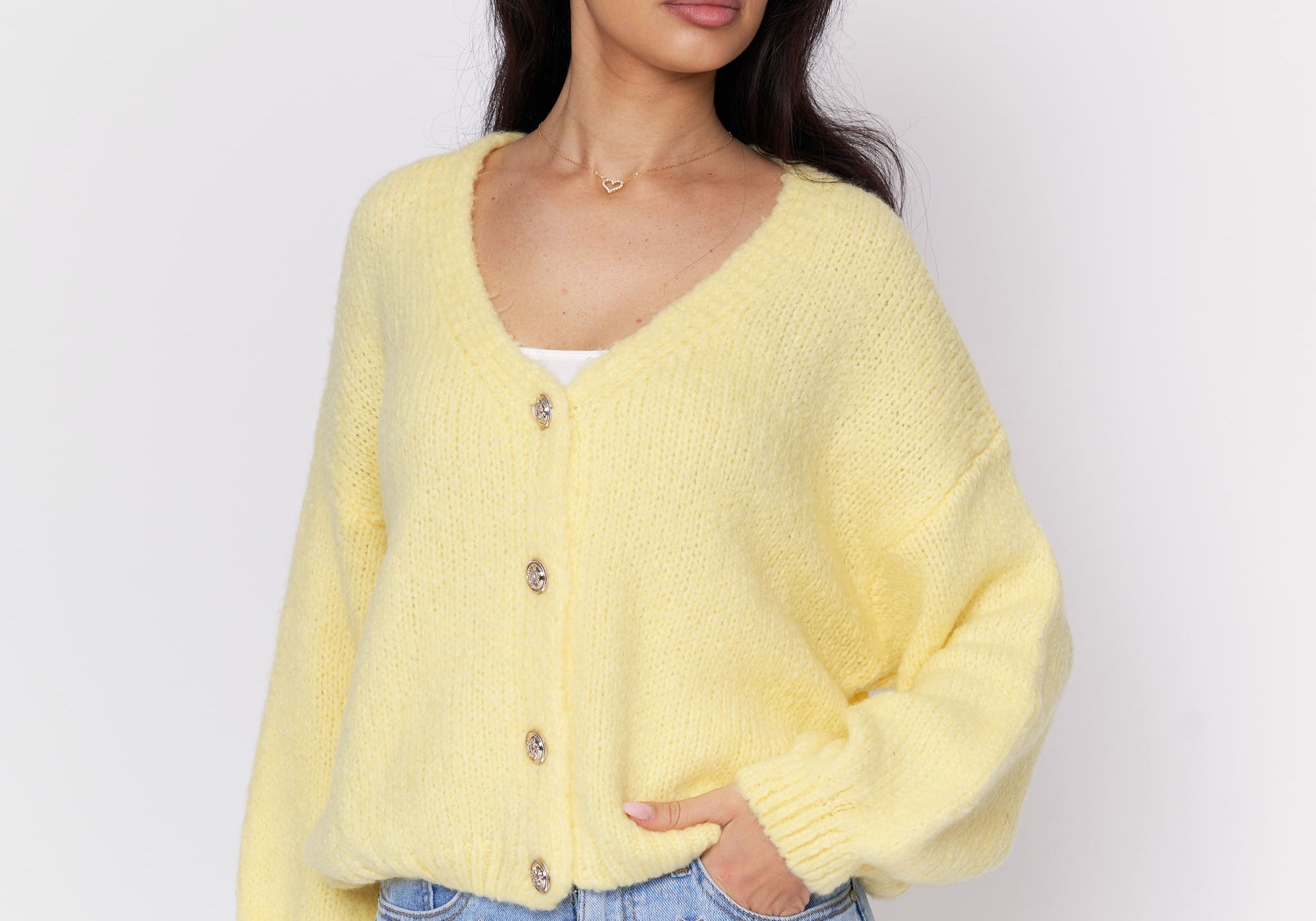 CozyGlam Oversize V-Cardigan Short