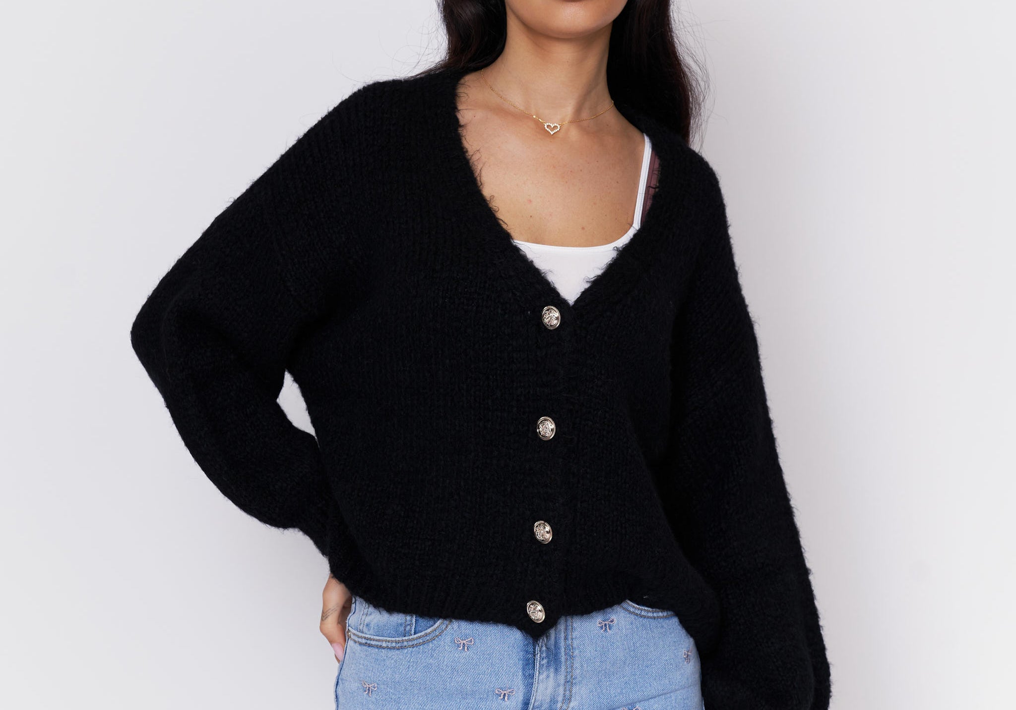 CozyGlam Oversize V-Cardigan Short
