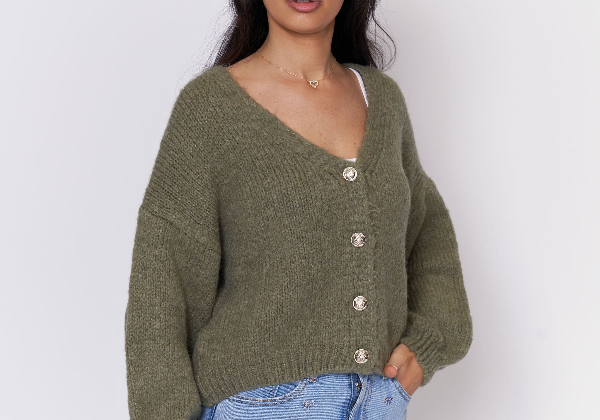 CozyGlam Oversize V-Cardigan Short