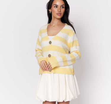 Button Stripe Cardigan