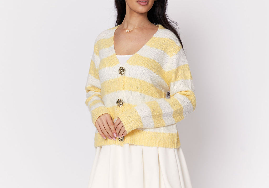 Button Stripe Cardigan