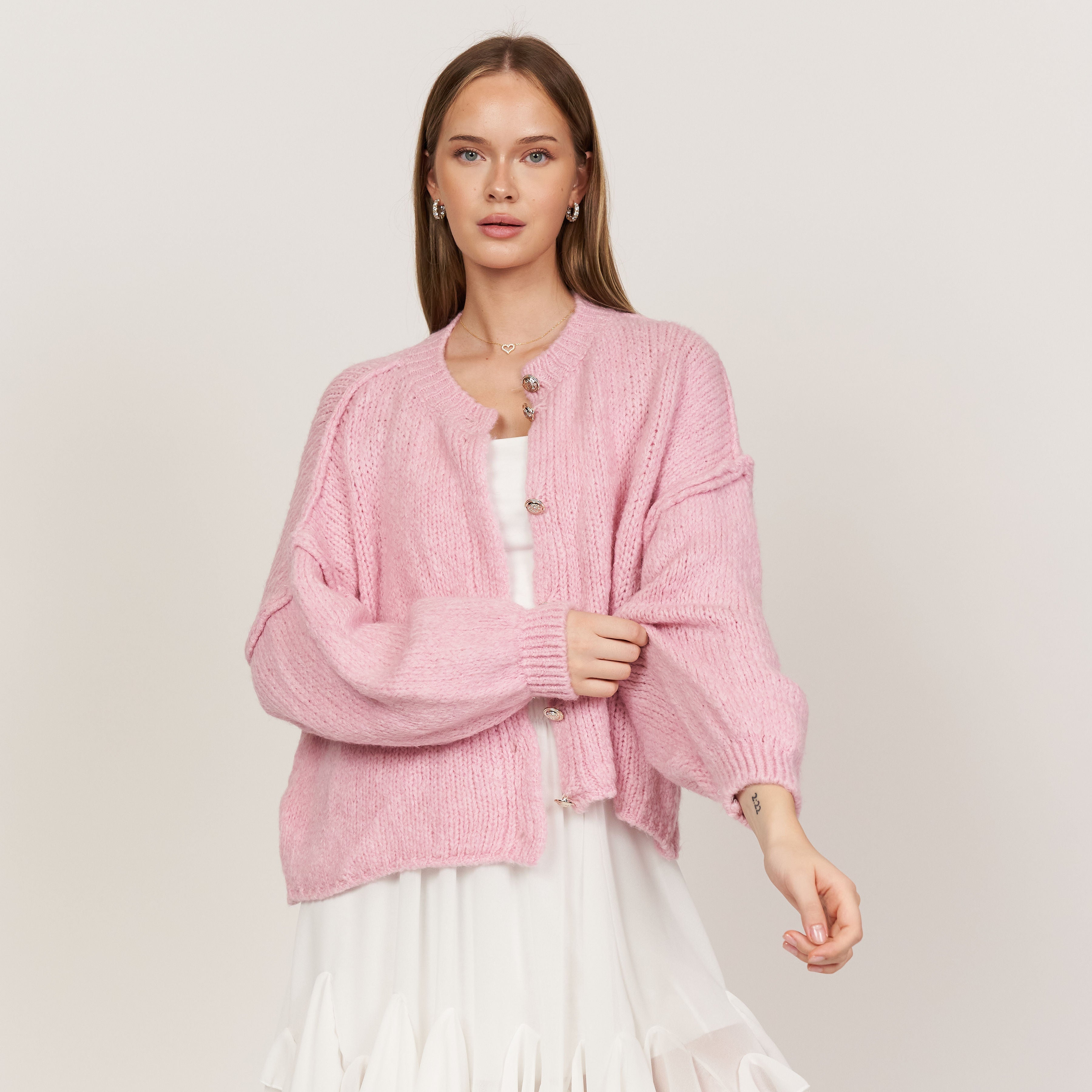 Oversized Cardigan Short "CozyGlam" - JEWELINA