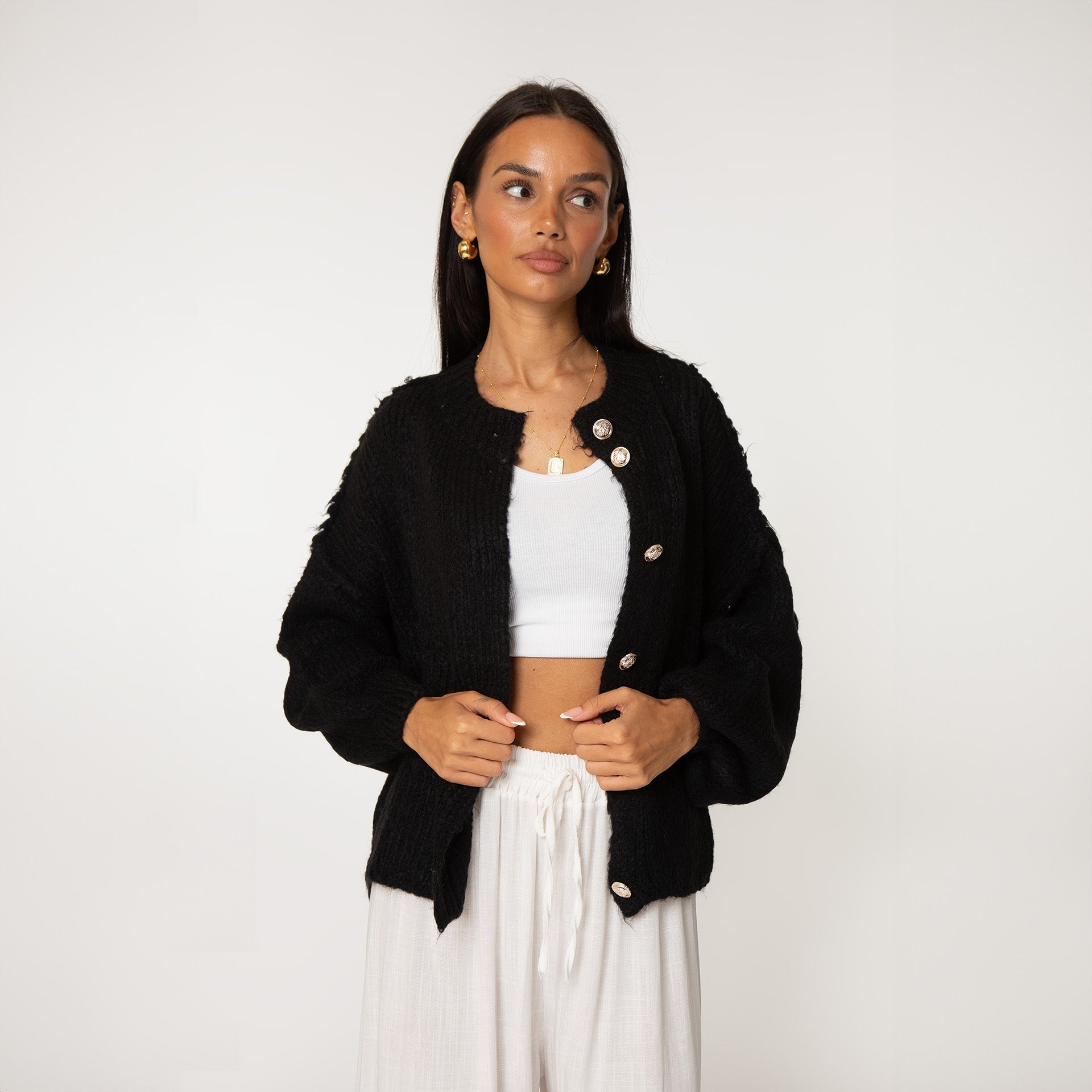 Oversized Cardigan Short "CozyGlam" - JEWELINA