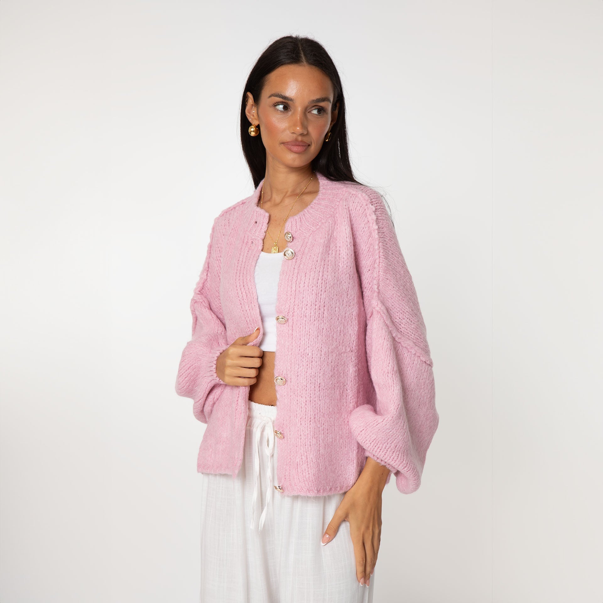 Oversized Cardigan Short "CozyGlam" - JEWELINA