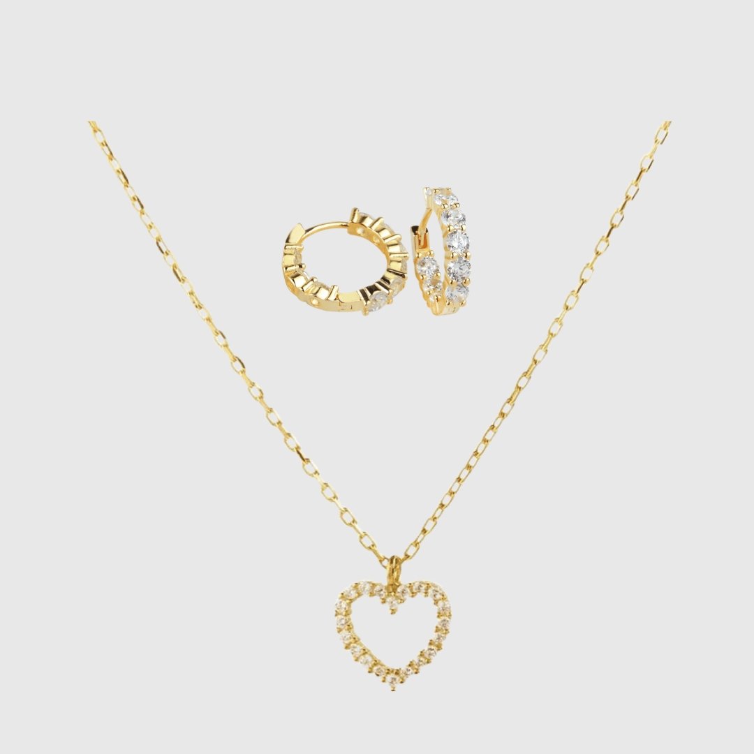 Celia Creolen & Herzketten Set - JEWELINA